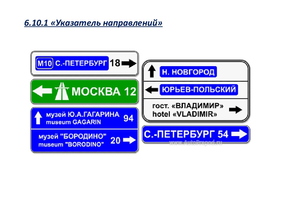 6.10 1 указатель направлений. Информационные знаки индивидуального проектирования. Предварительный указатель направлений. Информационные знаки презентация.