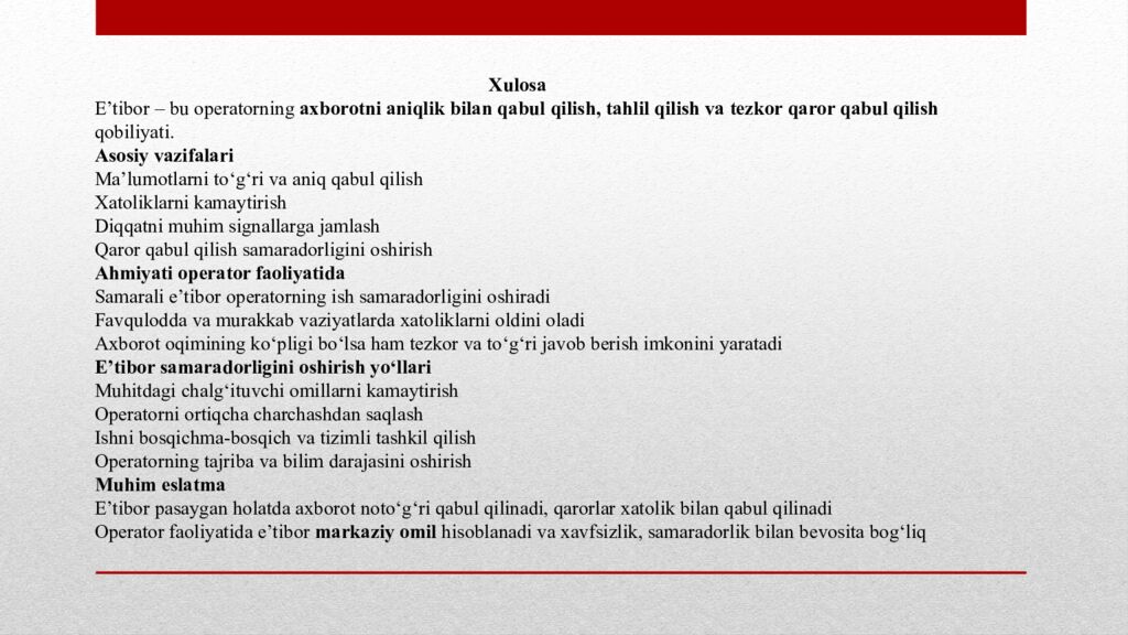 Muhandislik psixologiyasi fanidan Mavzu: Axborotni qabul qilishda eʼtiborning