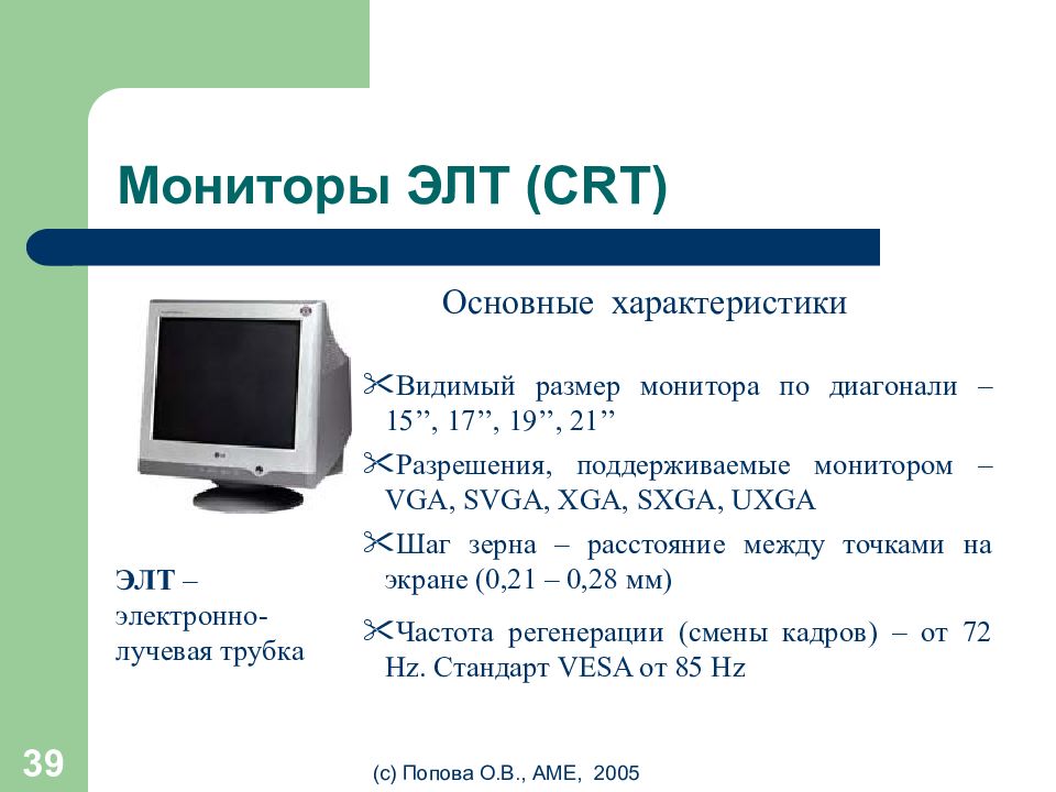 Мониторы элт презентация