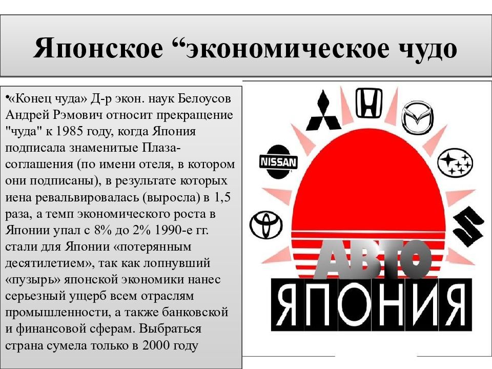 Японское экономическое чудо презентация по истории