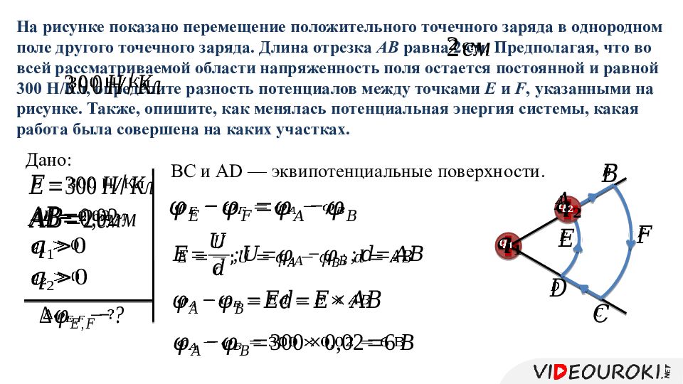 Чему равна разность потенциалов в однородном поле. Перемещение электрического заряда в электрическом поле. Работа электрического поля при перемещении электрического заряда. Работа по перемещению заряда в электрическом поле. На рисунке показано перемещение положительного точечного.