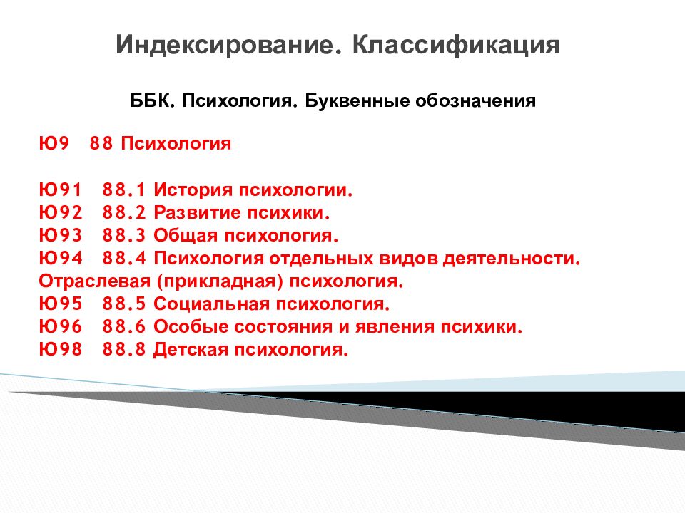 Индексирование. Классификация