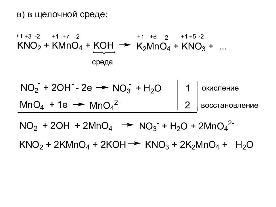 Koh hno3 какая реакция. H2o2 kmno4 метод полуреакции. H2o2 kmno4 Koh метод полуреакций. Kmno4 kno2 щелочная среда. Kmno4 k2mno4 mno2 o2 метод полуреакций.