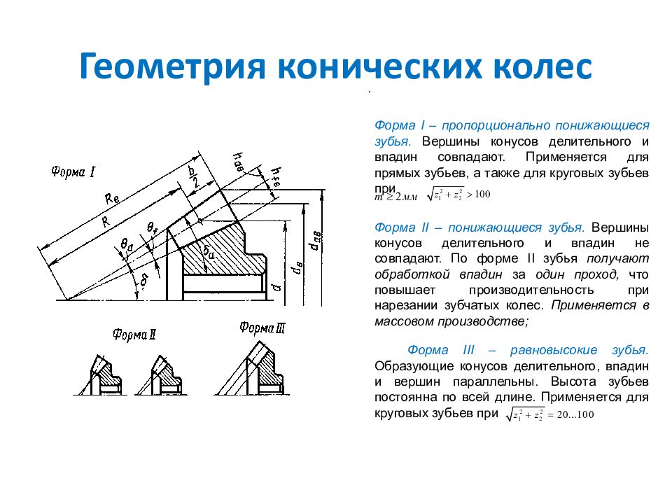 Передача размеры. Коническая передача с круговым зубом чертеж. Формы зубьев конических передач. Коническое колесо с круговым зубом параметры. Основные формы зубьев конических зубчатых колес..