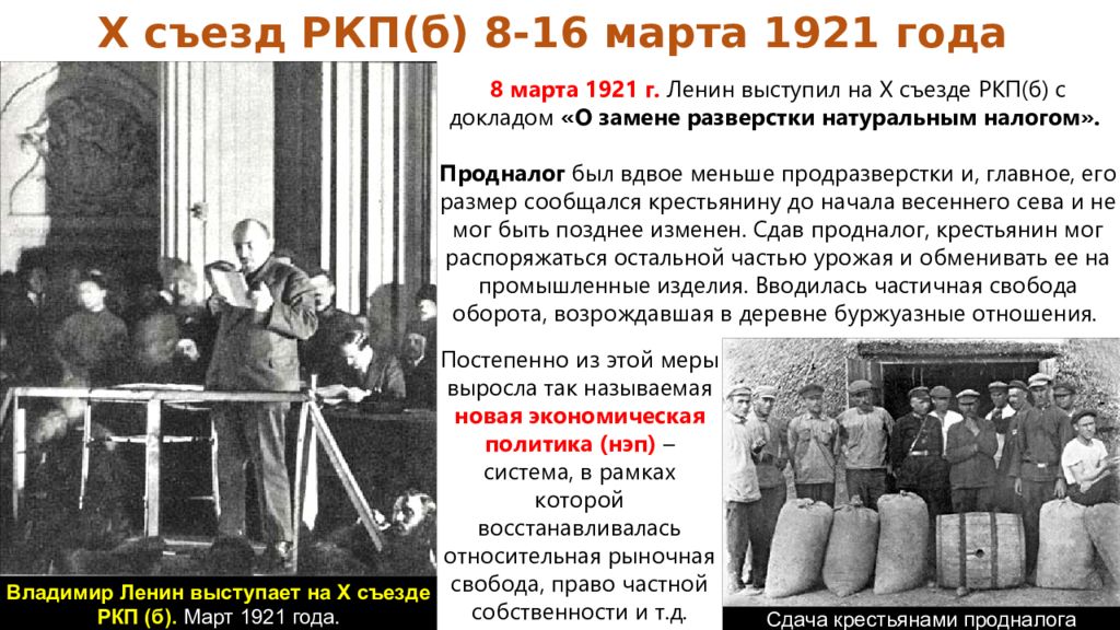 Решение о замене продразверстки продналогом принял. Продналог 1921 года. Продовольственный налог. НЭП В СССР. X съезд РКП Б.