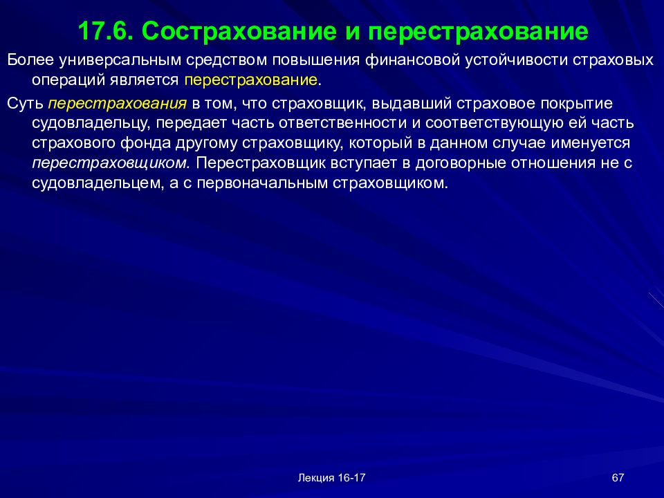 Сострахование и перестрахование презентация