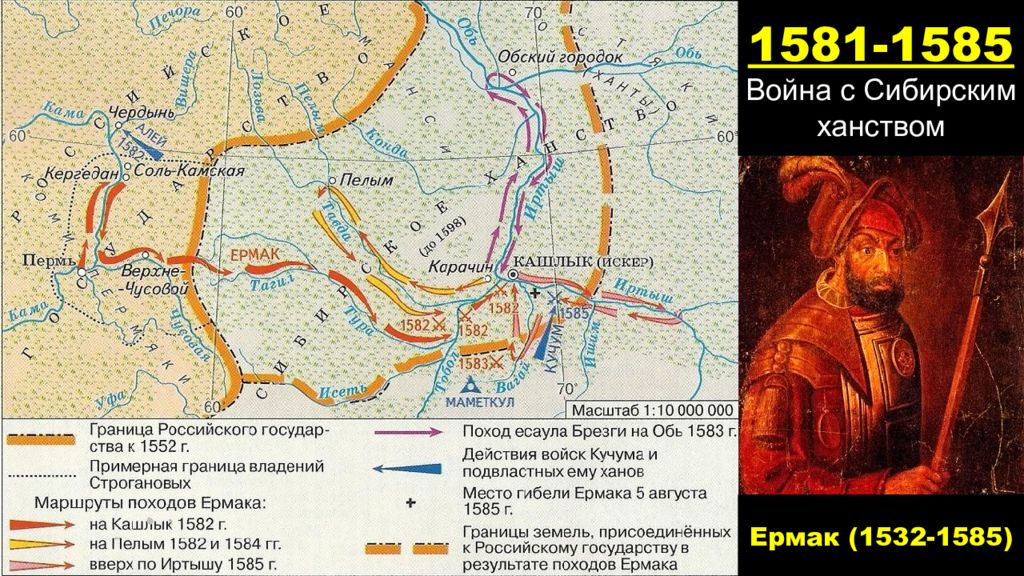 Поход ермака контурная карта