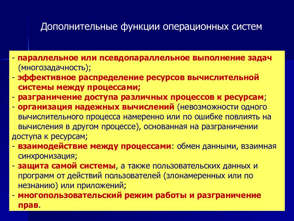 Функция осе. Дополнительные функции операционной системы. Дополнительные функции ОС. Функции операционных систем (дополнительные). Вспомогательные функции ОС.