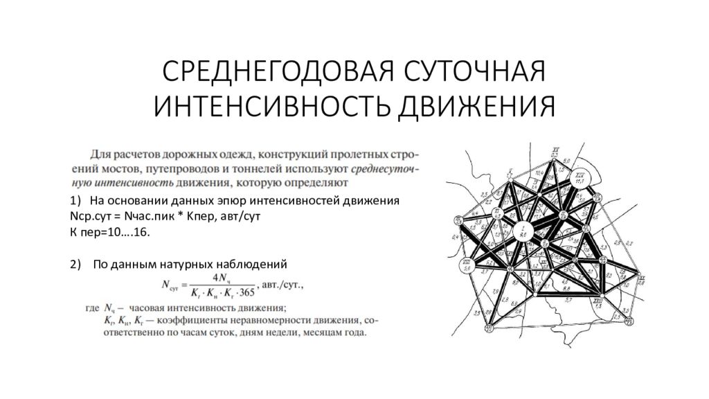 Интенсивность движения формула