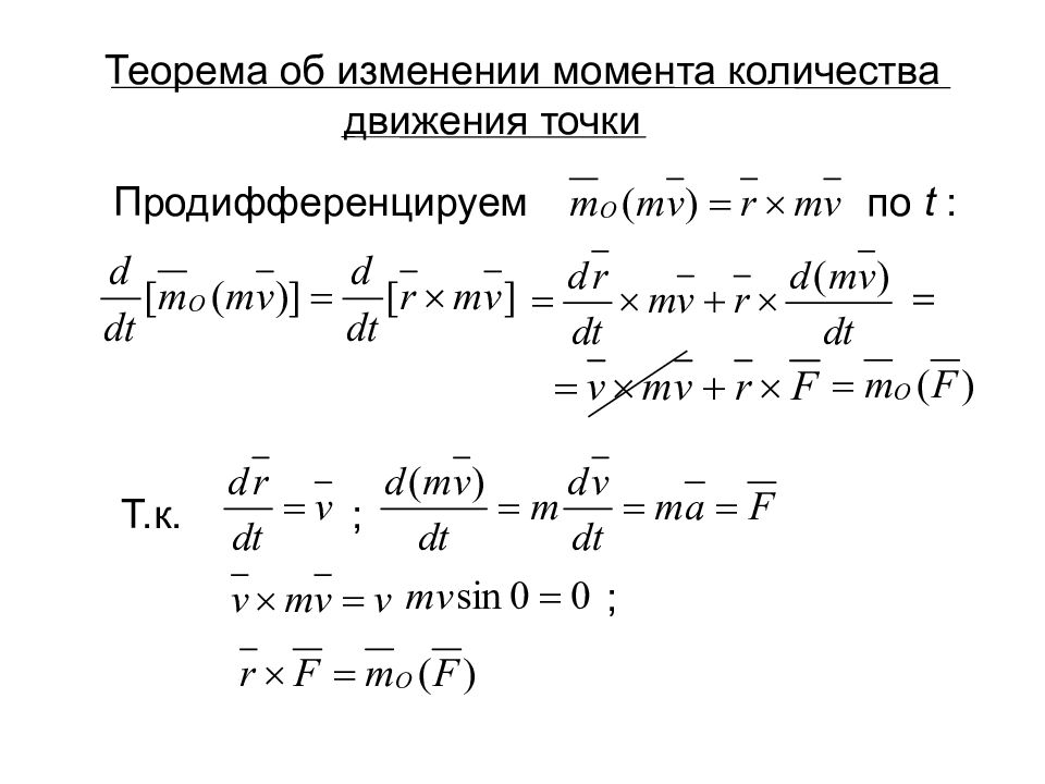 Как изменится момент. Теорема об изменении момента количества движения. Теорема об изменении момента количества движения точки. Теорема о моменте количества движения. Момент количества движения точки.