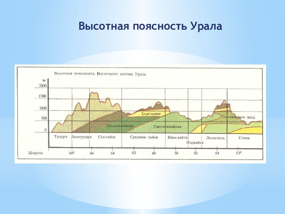 Используя схемы высотной поясности установите набор высотных поясов в горах урала и южной сибири