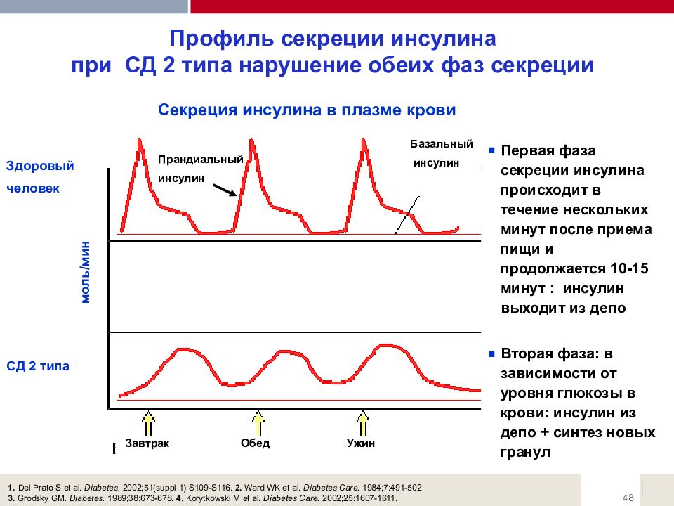 2 типа тестов. Первая фаза секреции инсулина при СД 2 типа. Фазы секреции инсулина при СД 2. Стадии секреции инсулина. Базальная секреция инсулина.