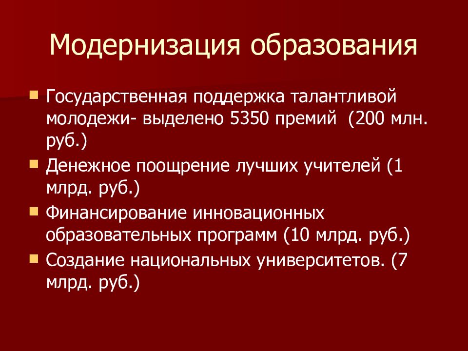 Поддержка модернизации. Поддержка модернизации