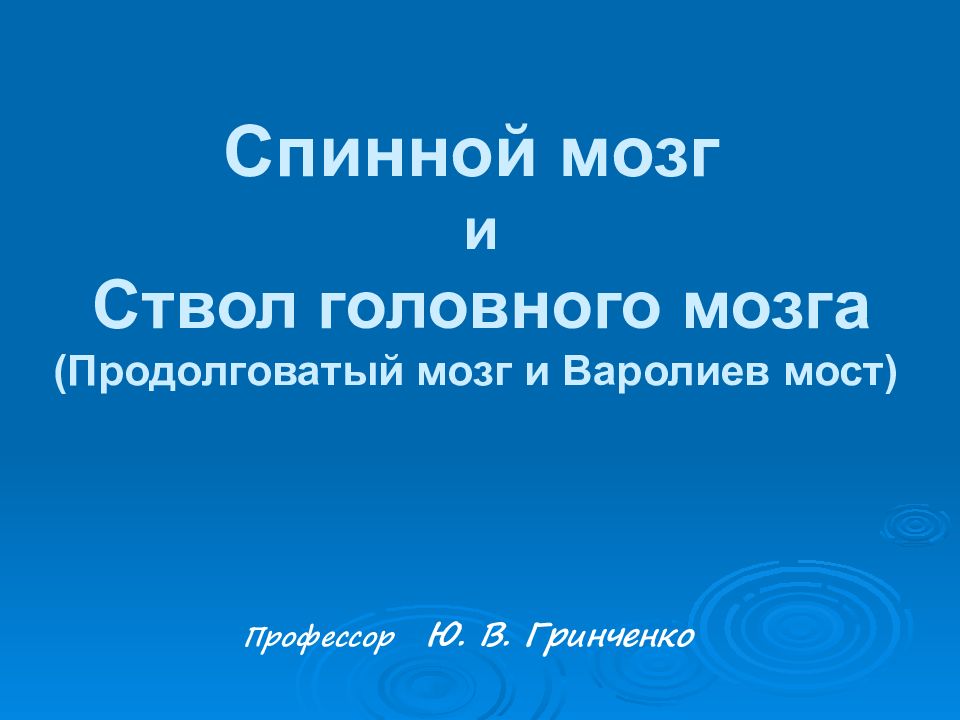 Спинной мозг и Ствол головного мозга (Продолговатый мозг и Варолиев мост)