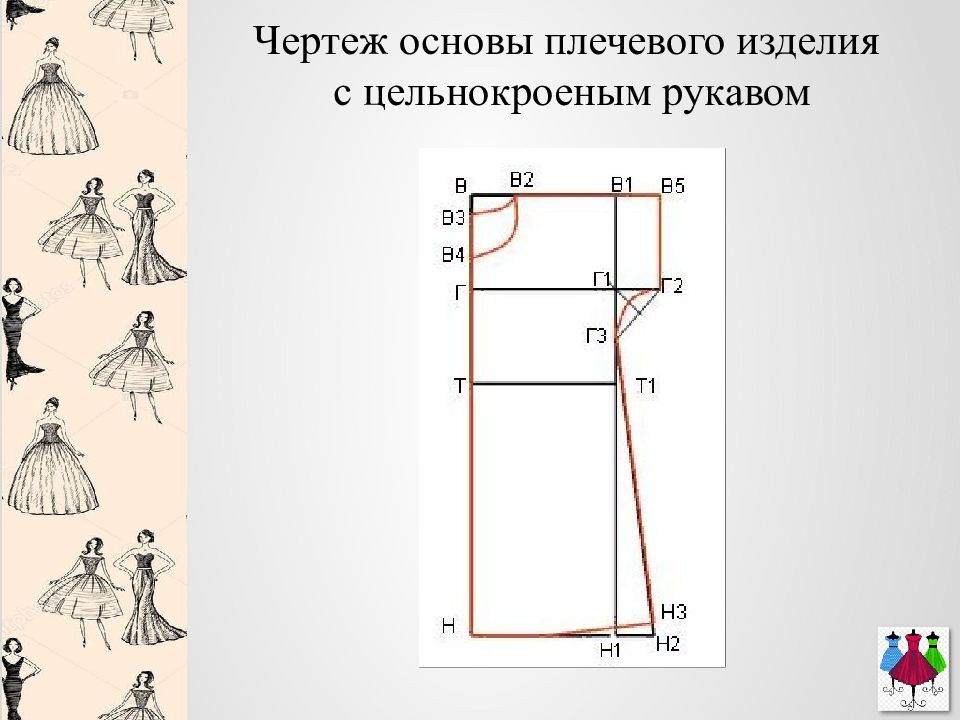 Чертеж плечевого изделия