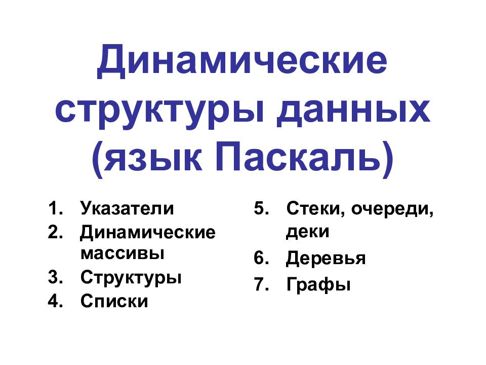 Динамические структуры данных (язык Паскаль)