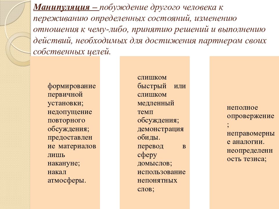 Презентация на тему манипуляция