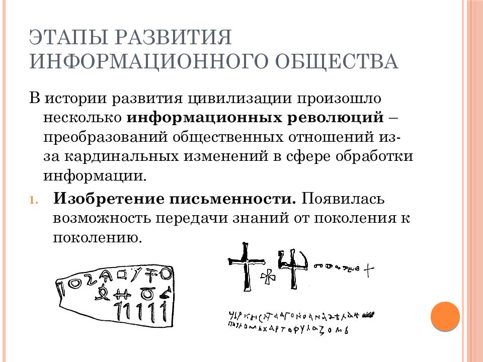 Этапы информационных преобразований в обществе презентация