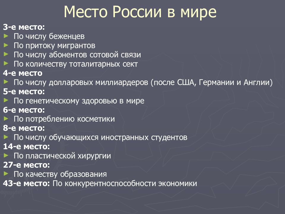 Место россии в современном мире презентация 11 класс