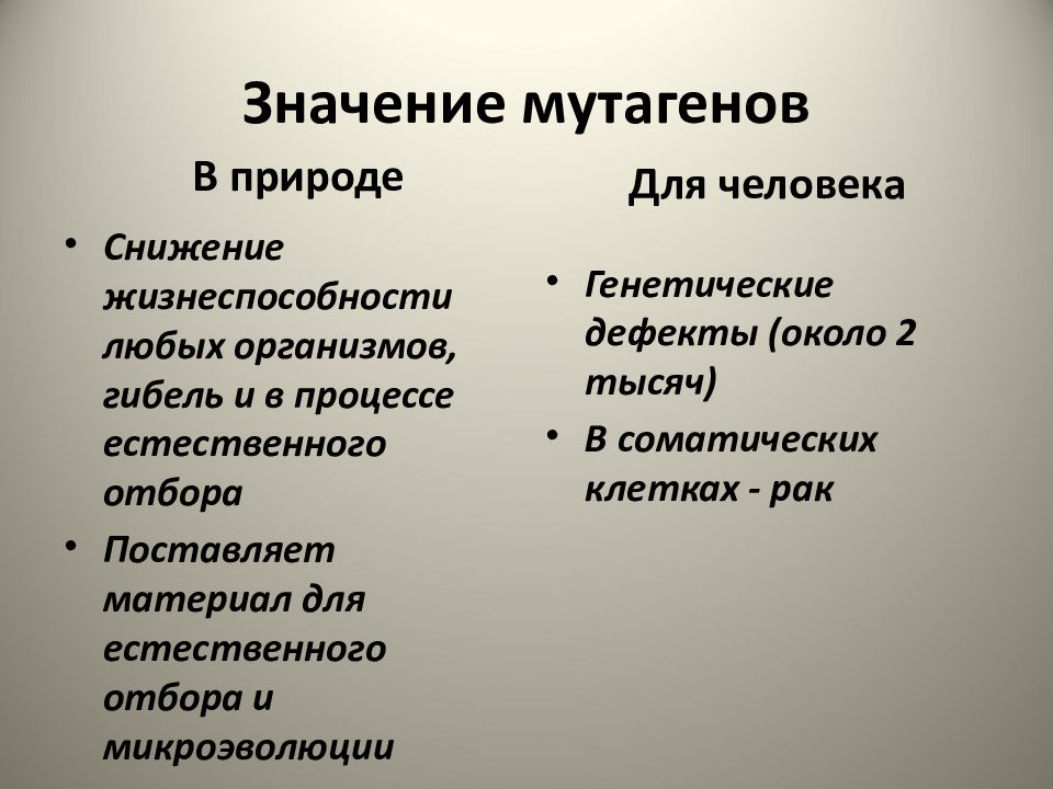 Влияние мутагенов на организм человека презентация