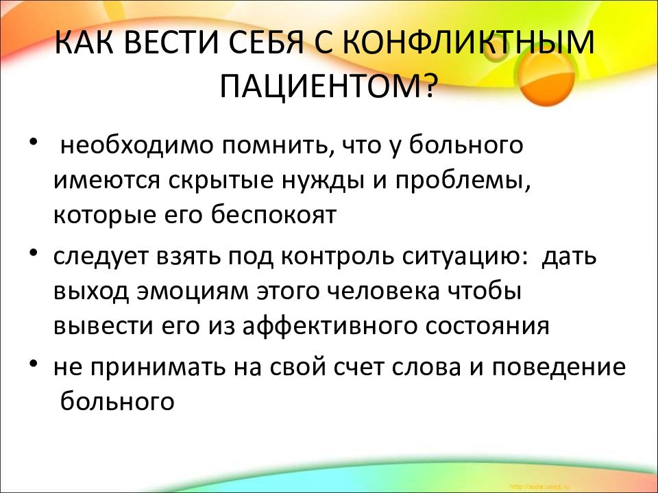 Конфликты в системе врач больной презентация