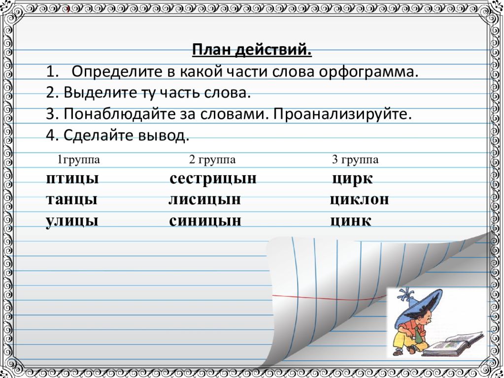 Сестрицын. Определи в какой части слова находится орфограмма. Птицы орфограмма цы. Птицы орфограмма в слове. Определи в какой части.