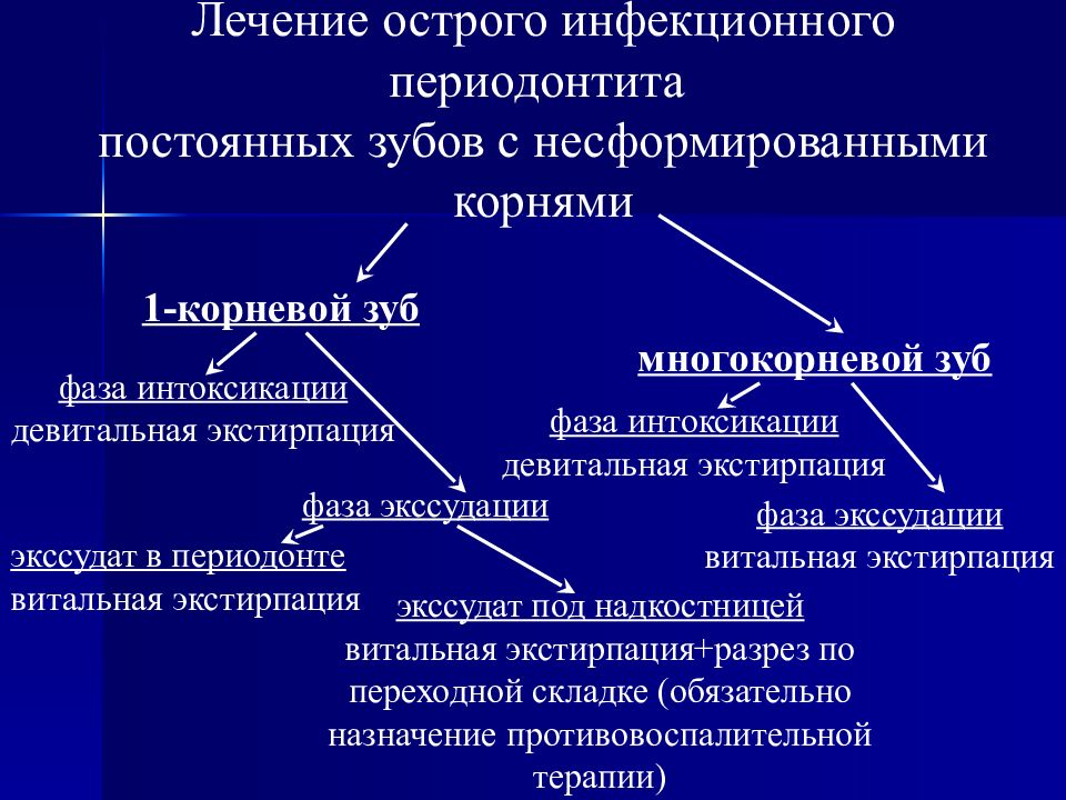 Принципы лечения периодонтита. Лечение острого периодонтита этапы. Острый периодонтит фаза экссудации.