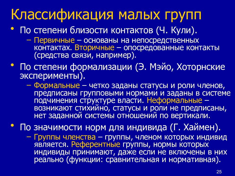 Классификация групп в социальной психологии презентация