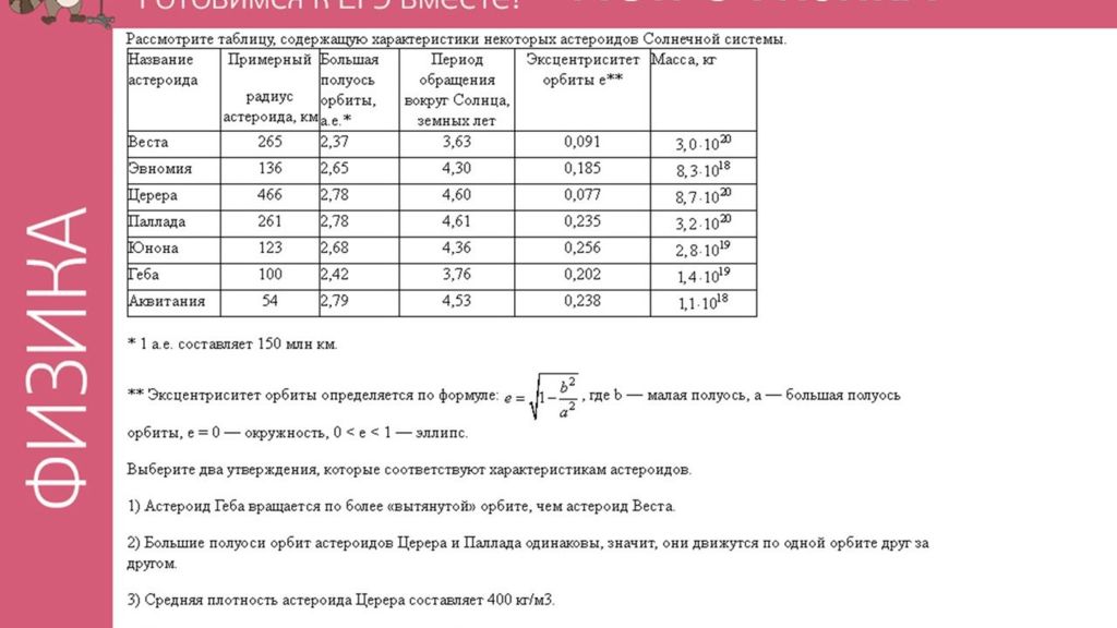 Рассмотрите таблицу. Плотность астероидов. Плотность астероидов таблица. Средняя плотность астероида. Плотность астероида формула.