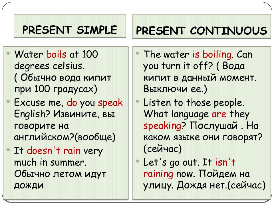 Present simple present continuous test