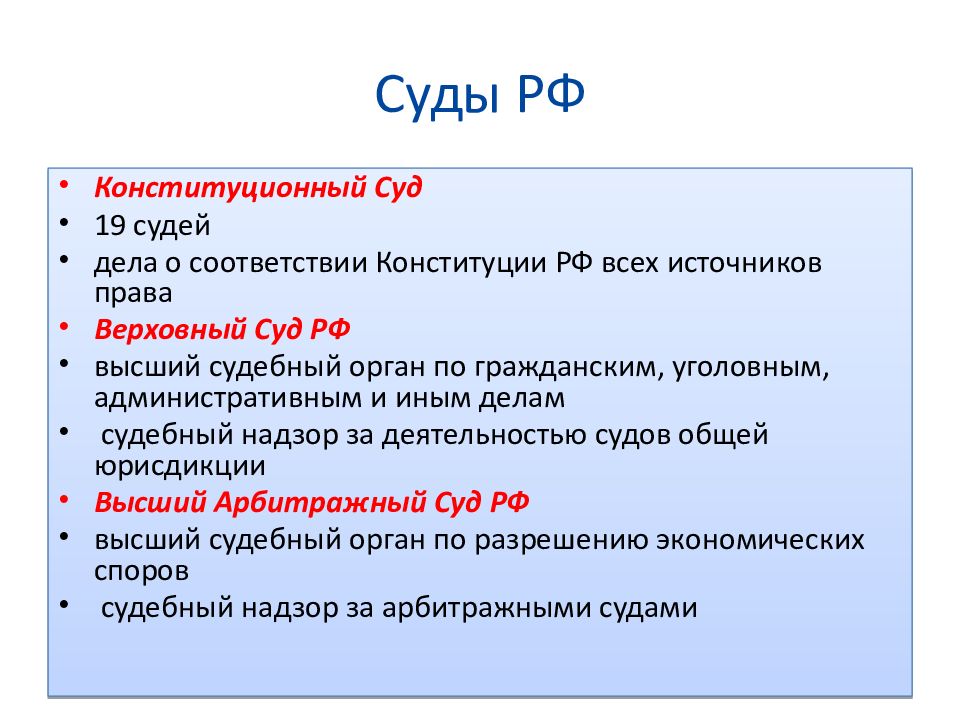 Судебная система в рф план егэ