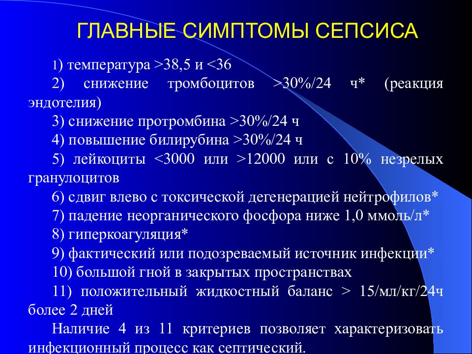 Течение сепсиса. Симптомы сепсиса у взрослых. Главные симптомы сепсиса.