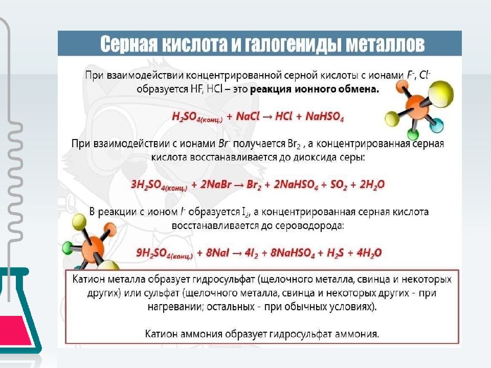 Свойства концентрированной серной