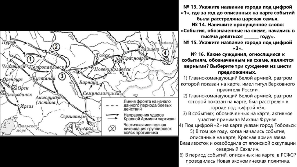 Главнокомандующий белой армией действия которой обозначены на схеме имел титул верховного правителя