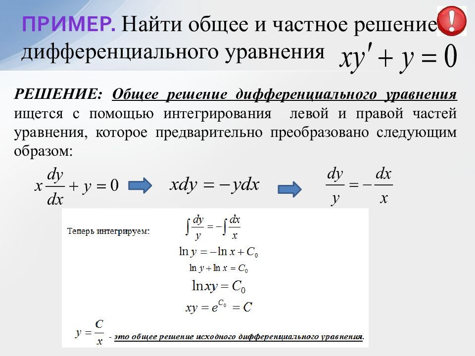 Общее уравнение дифференциального уравнения. Решение дифференциального уравнения это процесс нахождения. Частные решения дифференциальных уравнений. Частное решение дифференциального уравнения. Общее решение дифференциального уравнения.