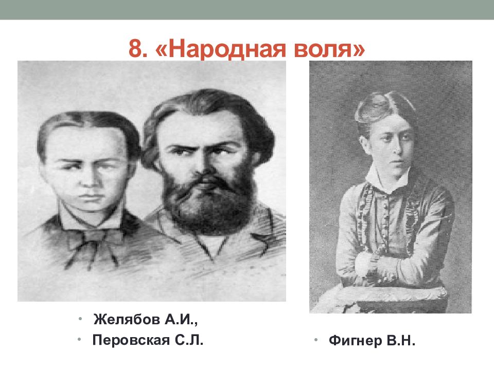 Создание организации народная воля участники. Перовская Желябов народная Воля. Народная Воля Желябов, Михайлов, Перовская, Фигнер. С. Л. Перовская, а. и. Желябов.