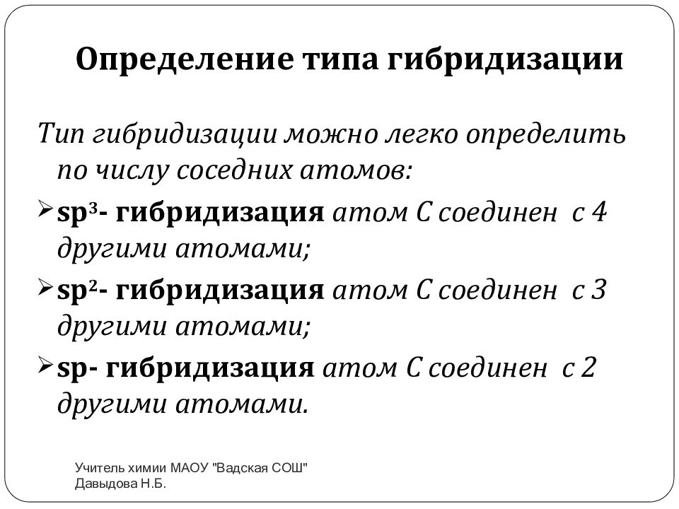 Определение типа гибридизации