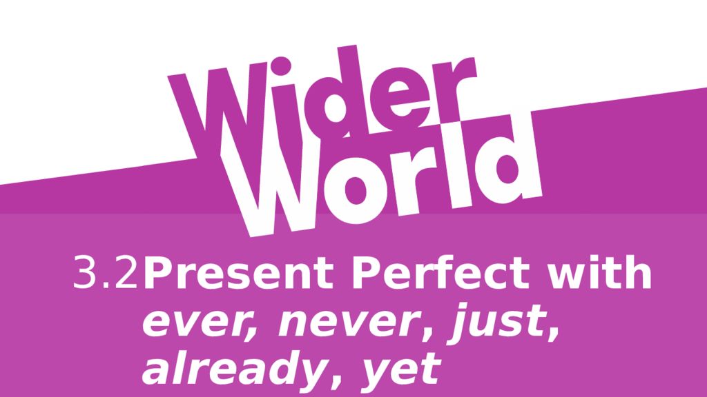 Present Perfect with ever, never, just, already, yet 3.2