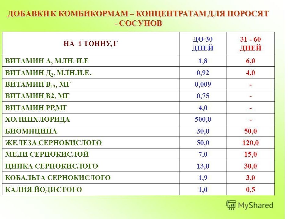 Какие витамины нужны поросятам