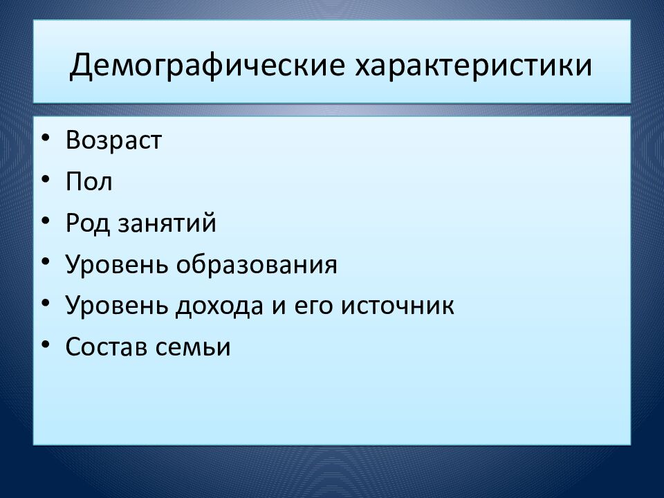 Демографические характеристики