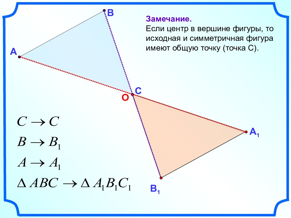 Симметрия прямоугольника относительно точки