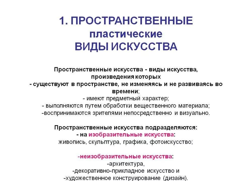 Пространственно временные виды искусства презентация