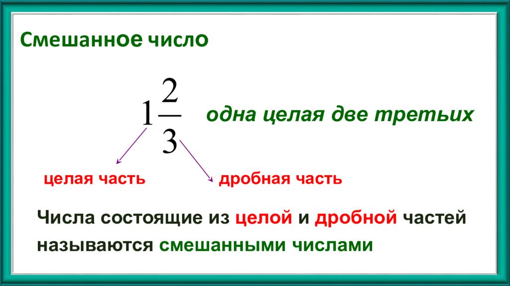 Смешанное число части. Смешанное число. Смешанные числа. Одна целая две третьих. Что такое смешанное число в математике 5 класс.