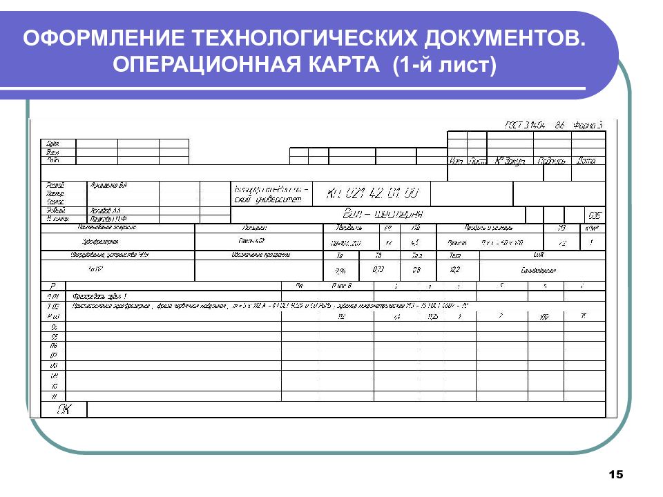 Маршрутная карта механической обработки