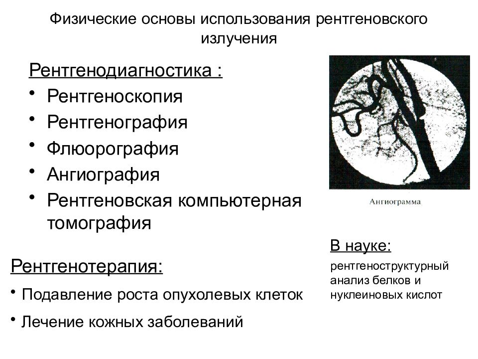 Презентация применение рентгеновского излучения в медицине