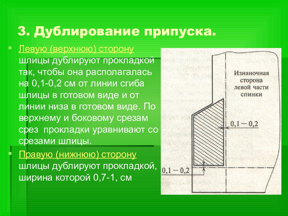 Обработка шлицы на юбке схема