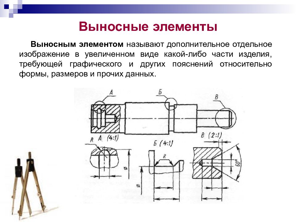 Какой масштаб используют обычно для изображения выносного элемента