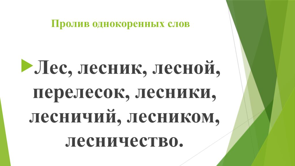 Пролив однокоренных слов