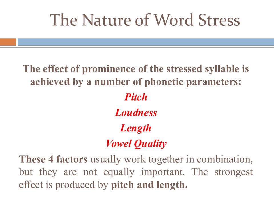 Word stress. The nature of Word stress. Degrees of Word stress. Word stress Definition. Conclusion Word stress.