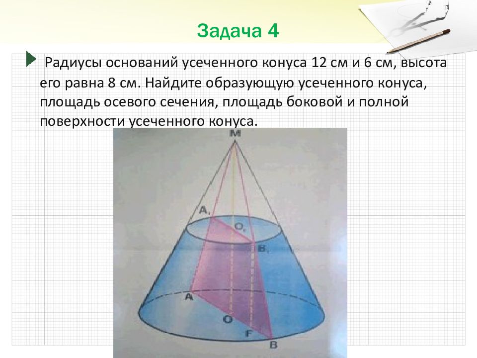 Образующая усеченного конуса равна